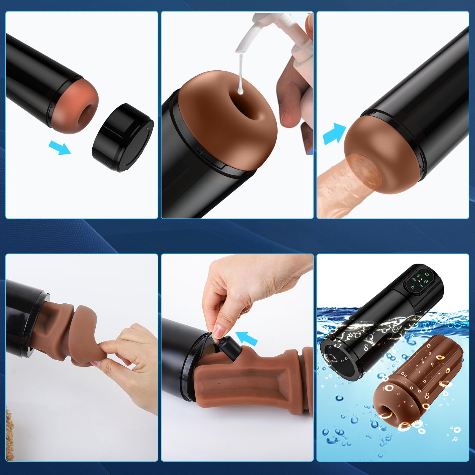 Realistic 3D Vagina Male Masturbator - Hands-Free Male Sex Toy with 10 Suction & Vibration Modes for Men - Perfect for Solo Play, Couples Fun & Discreet Pleasure