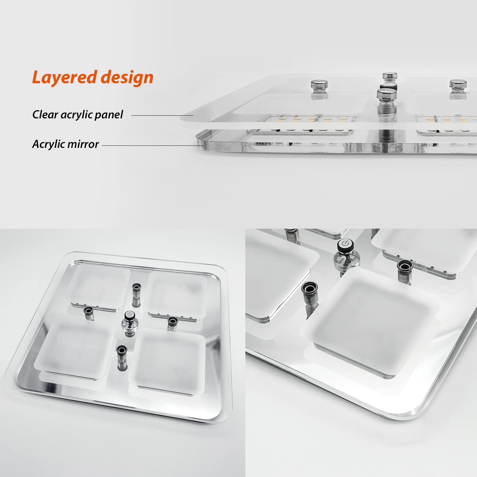 12V Dimmable LED Ceiling Light - 7 Inch Square Crystal Panel Light for RV, Trailer, Camper & Boat - 3000K Warm White & Blue Lighting - Energy Efficient RV Interior Lighting for Bedroom, Kitchen & Bathroom
