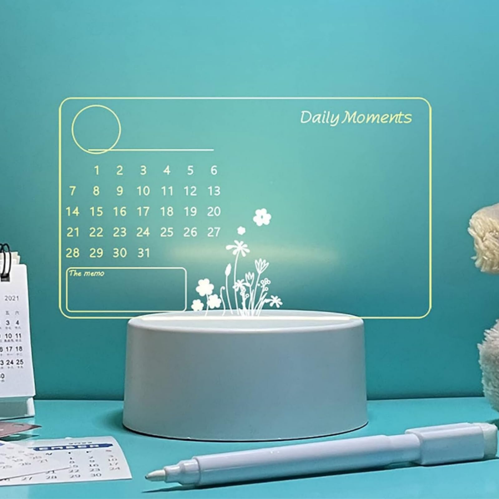 Clear Acrylic LED Message Board with Light Up Stand - Small Desktop Memo Writing Board for Notes, Reminders & Decor - Perfect for Office, Home Desk, Gift for Friends & Coworkers