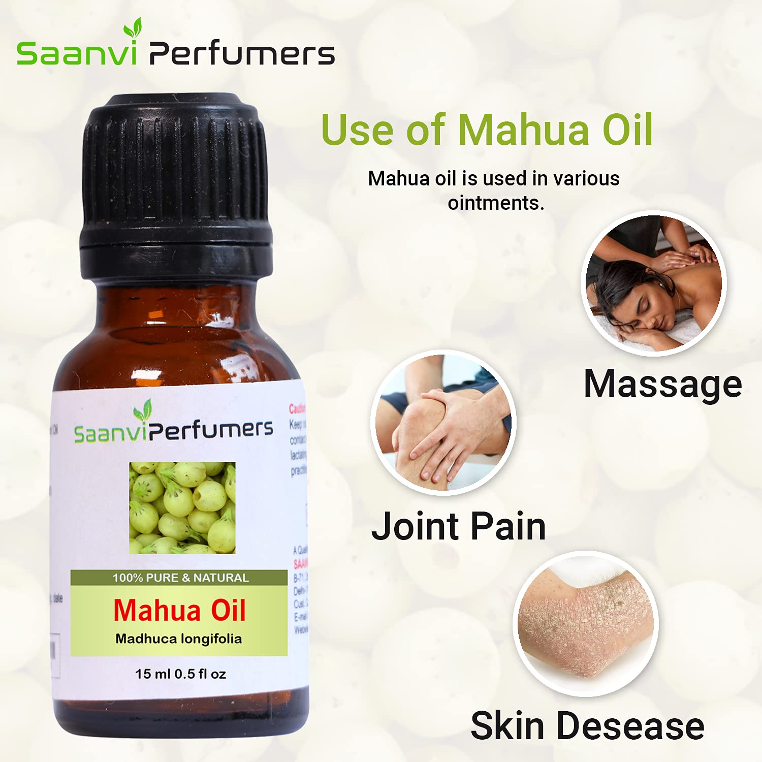 Pure Mahua Oil (Madhuca Longifolia) - 100% Natural Cold Pressed Carrier Oil for Skin Care, Hair Growth & Massage Therapy | 15ml Bottle | Perfect for Aromatherapy, DIY Beauty Recipes & Relaxation