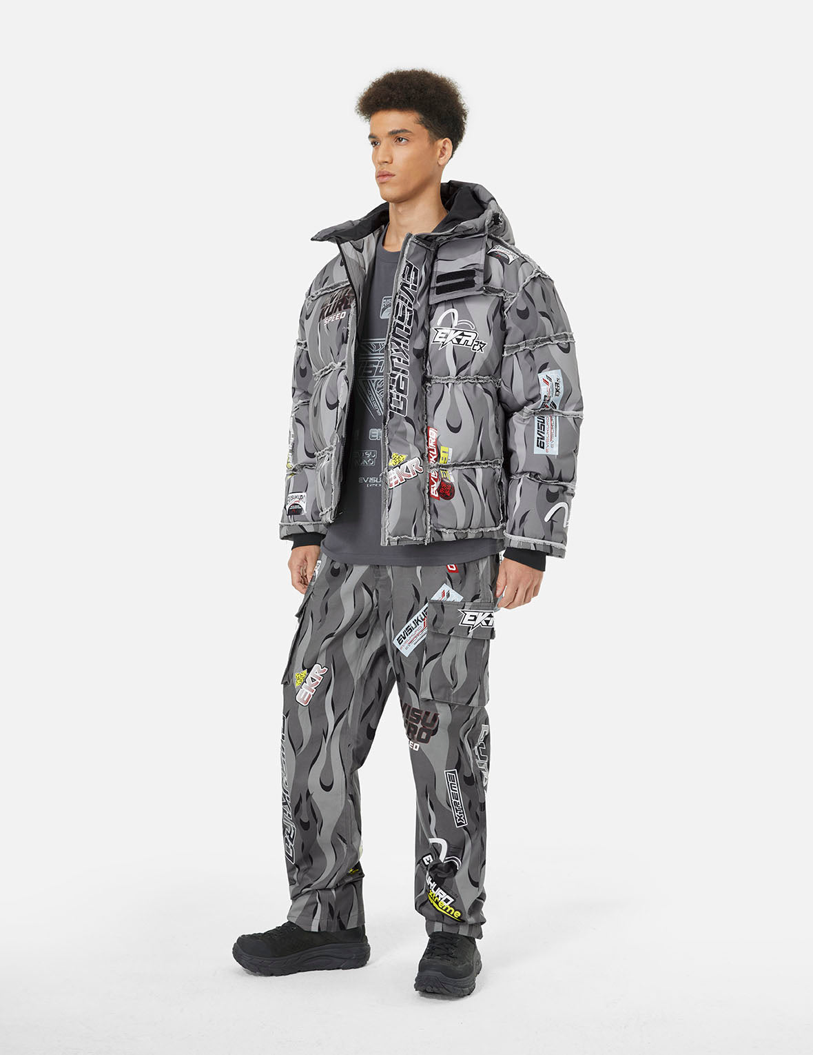 Men's Racing Camouflage Wide Leg Cargo Pants - Tactical Military Style Joggers for Outdoor Adventure, Airsoft & Streetwear Fashion