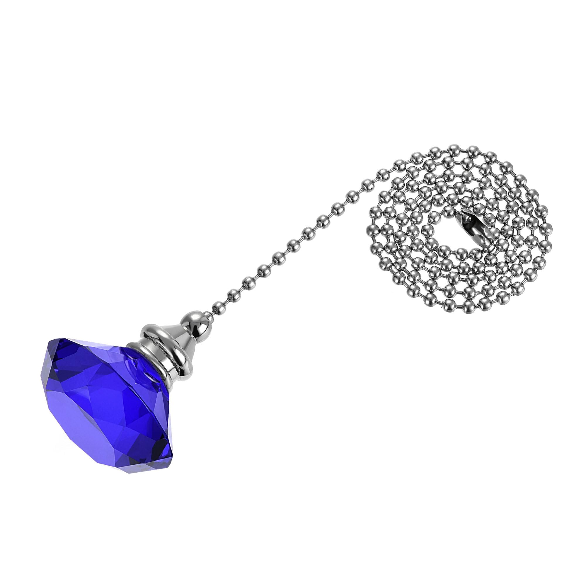 uxcell 20 Inch Ceiling Fan Pull Chain - Decorative Crystal Fan Pull Extension with 3mm Beaded Diamond Pendant in Blue | Upgrade Your Home Lighting & Ceiling Fan Accessories (Perfect for Living Room, Bedroom & Patio)