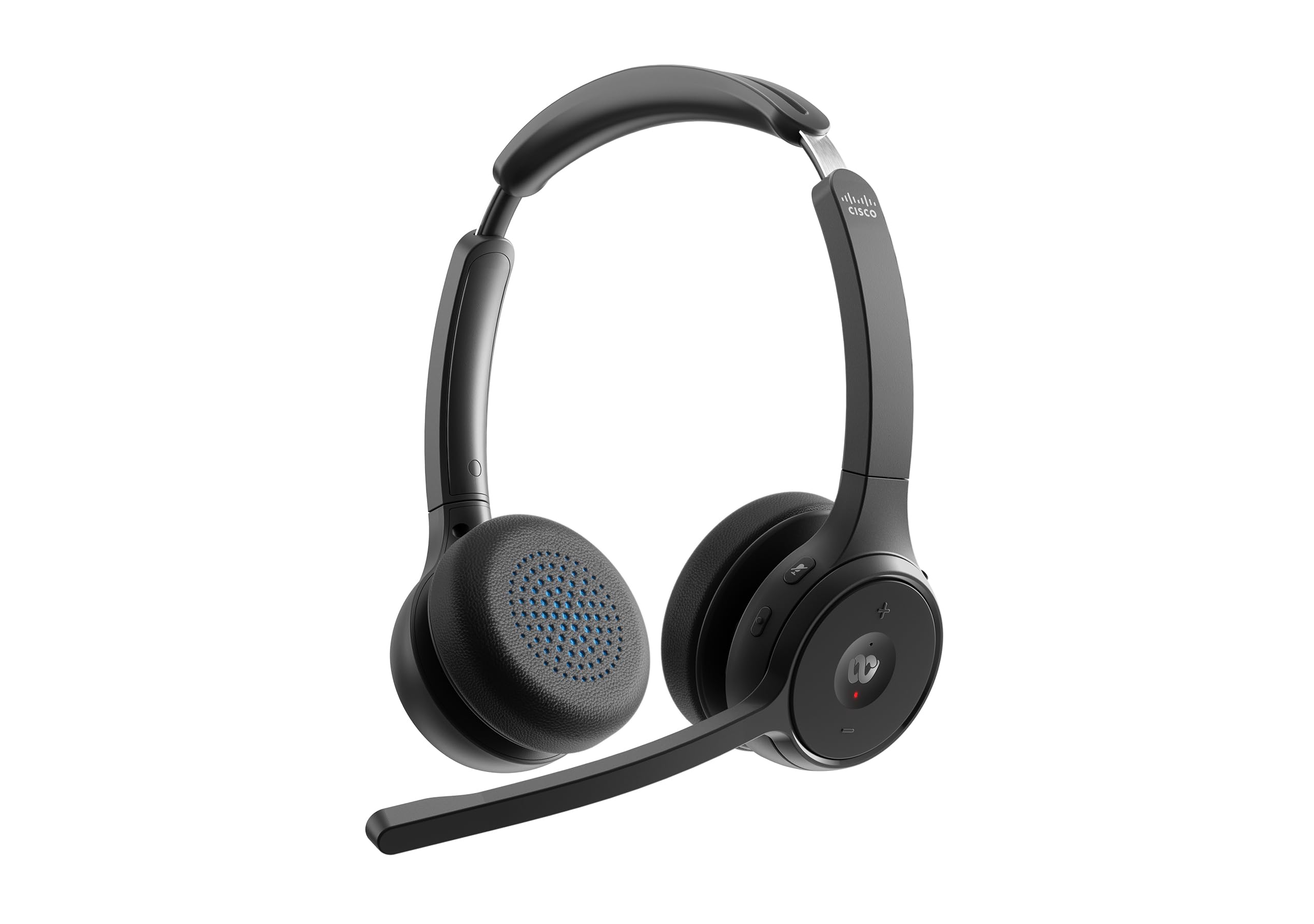 Cisco 722 Wireless Dual On-Ear Bluetooth Headset with Webex Button - USB-A HD Bluetooth Adapter & Soft Case - Carbon Black - 1 Year Limited Warranty (HS-WL-722-BUNA-C) | Ideal for Remote Work, Video Conferencing & Office Use