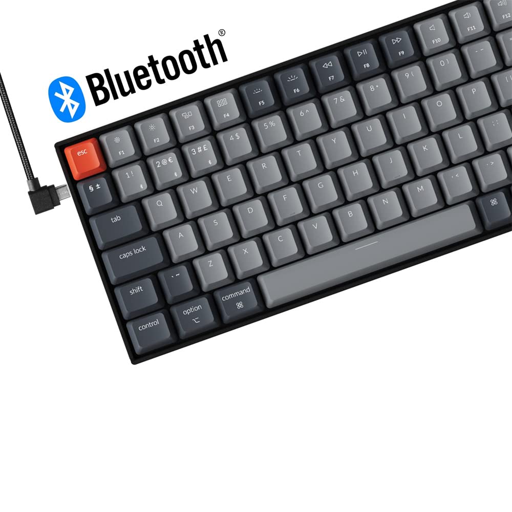 Keychron K4 Version 2 Wireless Mechanical Keyboard - 96% ISO-UK Layout, Gateron Brown Switches, White LED Backlight, Bluetooth/USB-C for Mac & Windows | Perfect for Gaming, Office Work & Programming