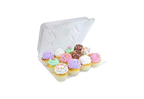 12-Count Mini Cupcake Containers | Disposable Plastic Cupcake Boxes with 12 Compartments | Perfect for Parties, Baking, and Dessert Display
