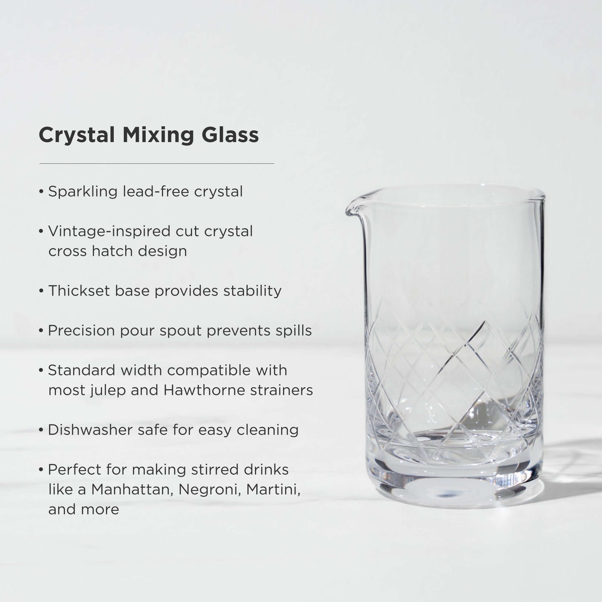 Premium Crystal Mixing Glass for Cocktails & Bar - High-Quality Mixing Glass for Home & Professional Bartenders - Perfect for Crafting Cocktails, Stirring Drinks & Mixology