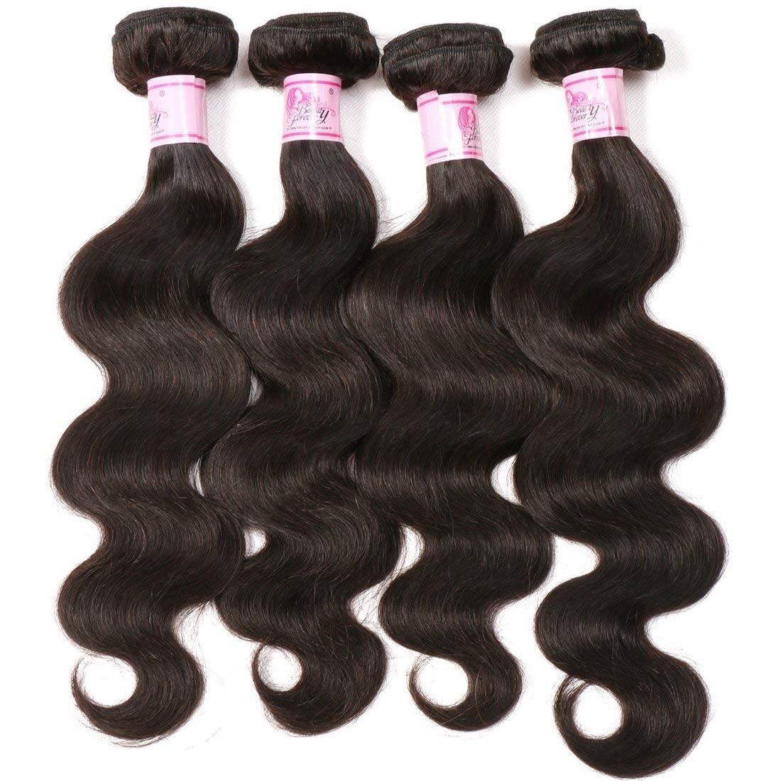 Beauty Forever Indian Body Wave Hair Extensions - 4 Bundles 100% Unprocessed Virgin Human Hair Weaves, Natural Color (16 18 20 22 Inch), 95-100g per Bundle | Perfect for Daily Styling, Special Occasions & Salon-Quality Looks