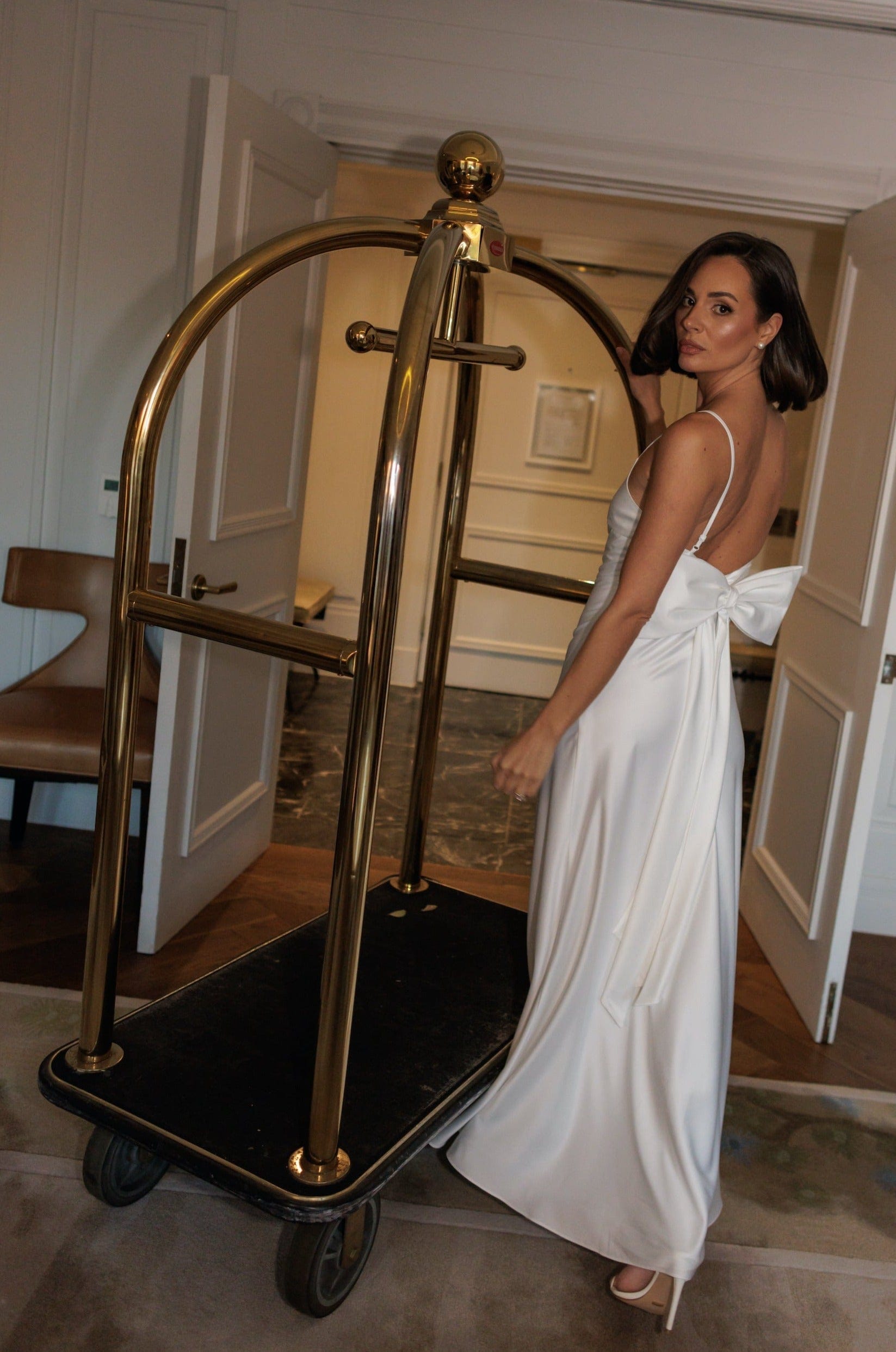 Elegant Bijou Bow Maxi Bridal Slip - Lace Trim Wedding Dress Slip for Brides & Formal Occasions | Perfect for Weddings, Proms & Evening Gowns