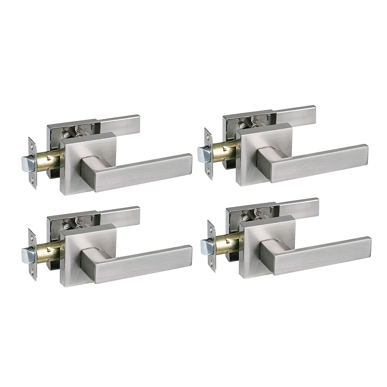 Heavy Duty Hall/Closet Lever Handle Lock - Satin Nickel Finish for Passage Doors | Secure Cabinet & Interior Door Solution for Home & Office Use