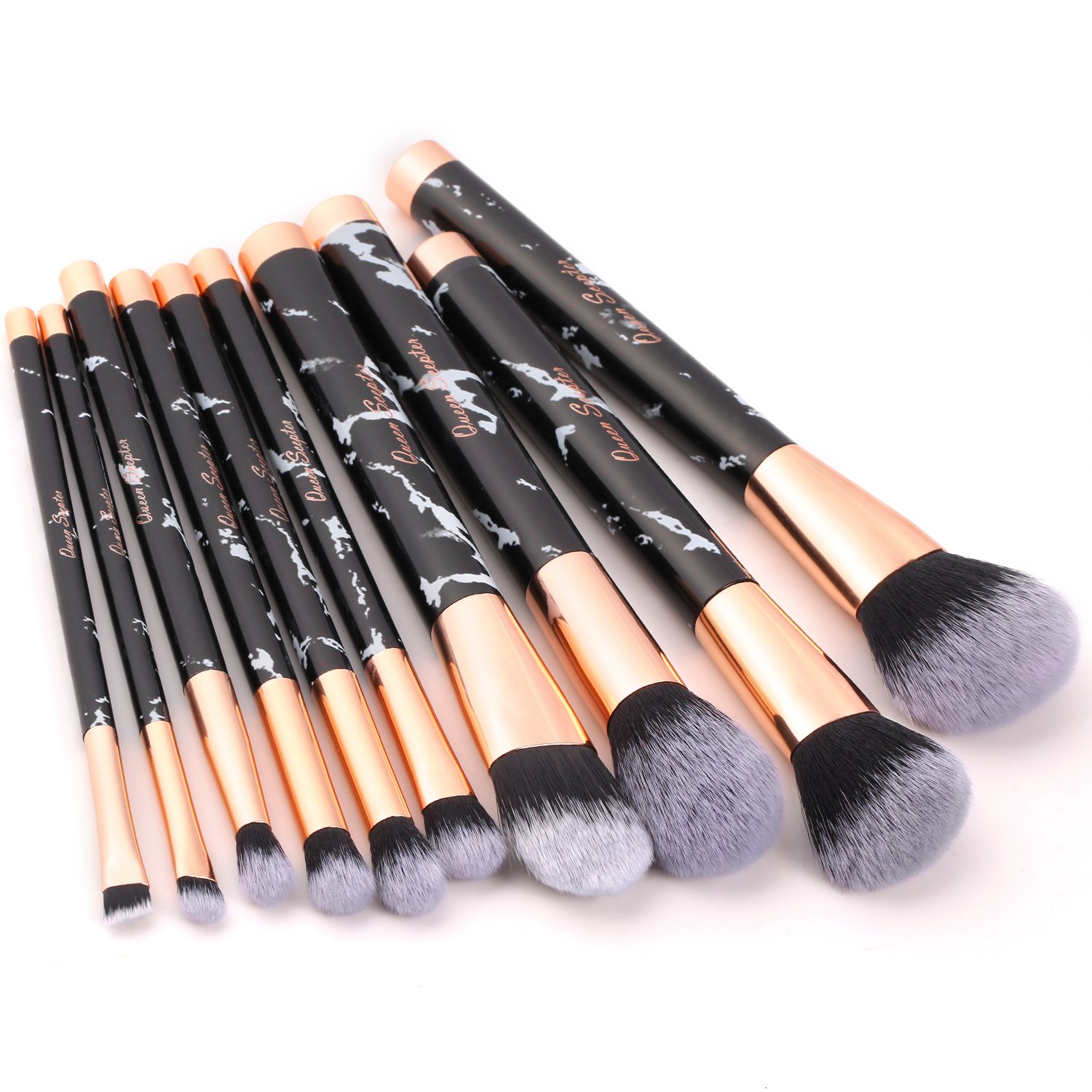 10-Piece Marble Makeup Brush Set - Professional Eyeshadow, Concealer, Eyeliner, Eyebrow & Foundation Brushes for Travel & Everyday Makeup Application | Perfect for Beginners & Makeup Artists