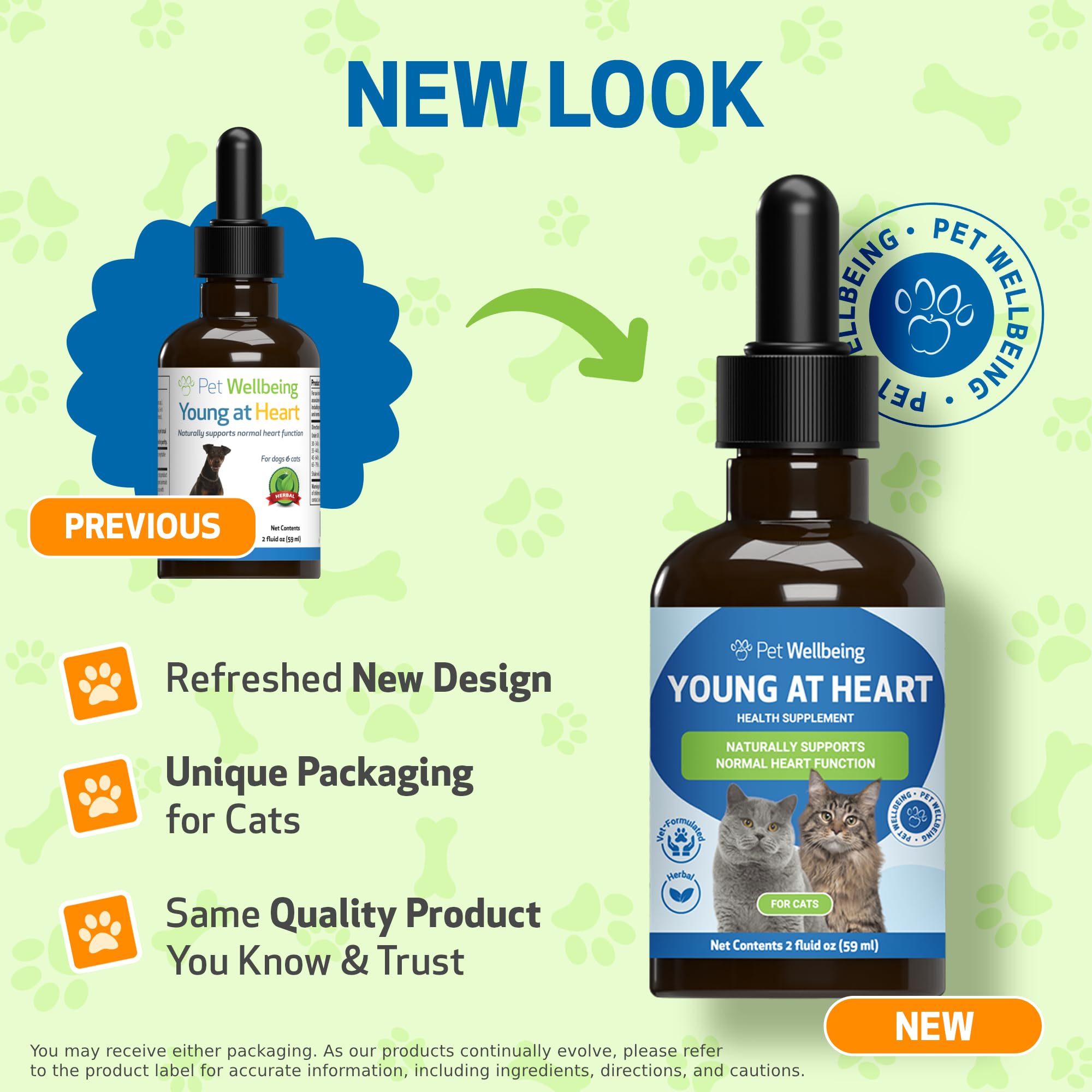 Pet Wellbeing Young at Heart for Cats - Vet-Formulated Herbal Supplement with Hawthorn, Motherwort & Schisandra for Heart Health & Circulation - 2 fl oz (59 ml) - Supports Cardiovascular System for Senior & Adult Cats at Home