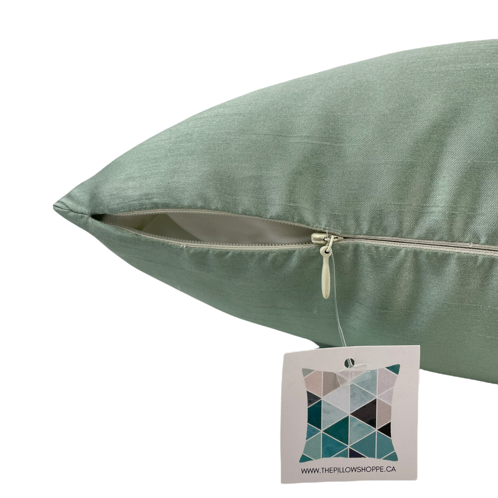 Seafoam Green Faux Silk Decorative Throw Pillow Cover 17x17 Inches - Soft Square Cushion for Sofa, Bed, Living Room & Home Decor