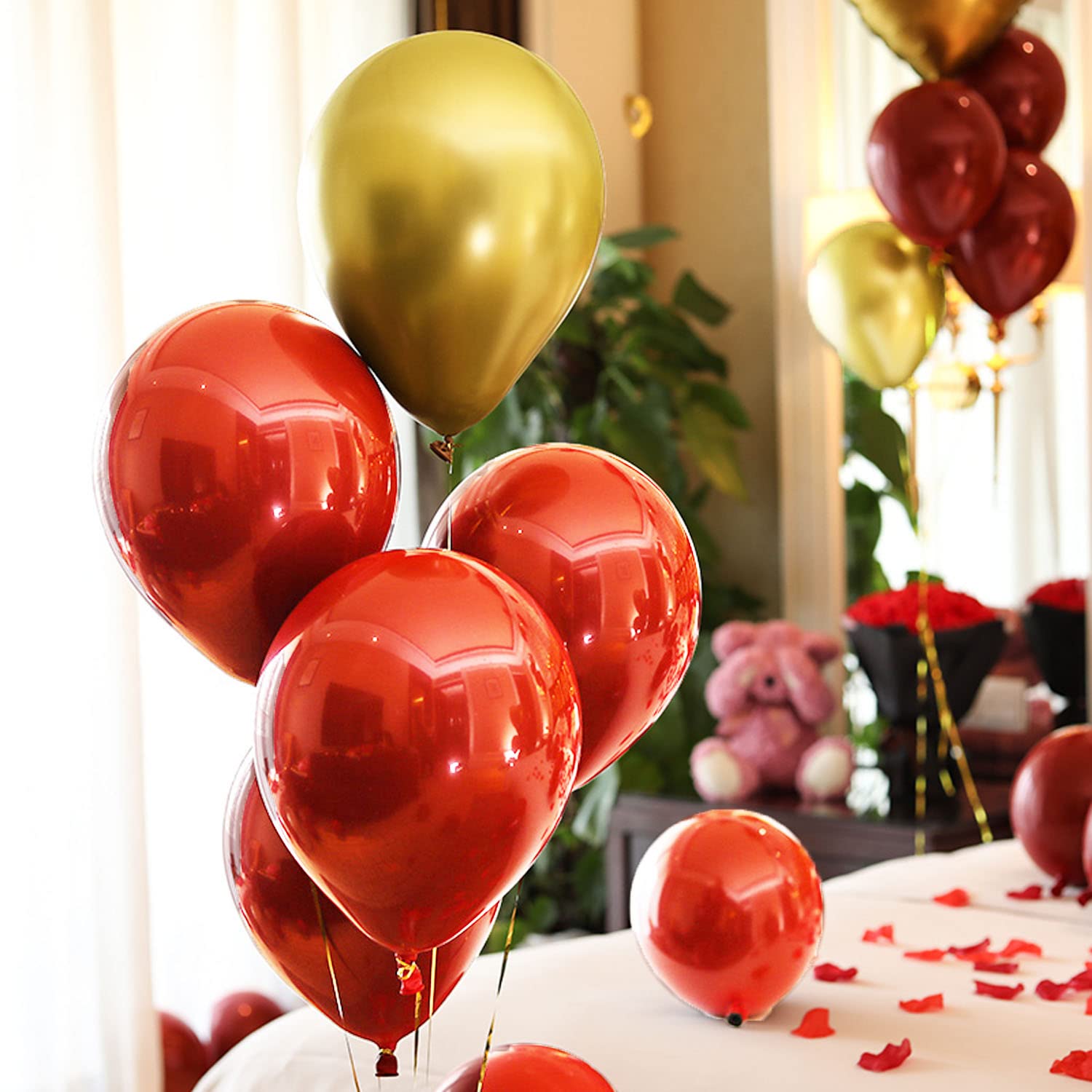 2025 Graduation Party Decorations - 30pcs Red & Gold Balloons for USC Graduation, Birthday, Christmas & Picnic Celebrations - Elegant Graduation Decor for Home & School Events