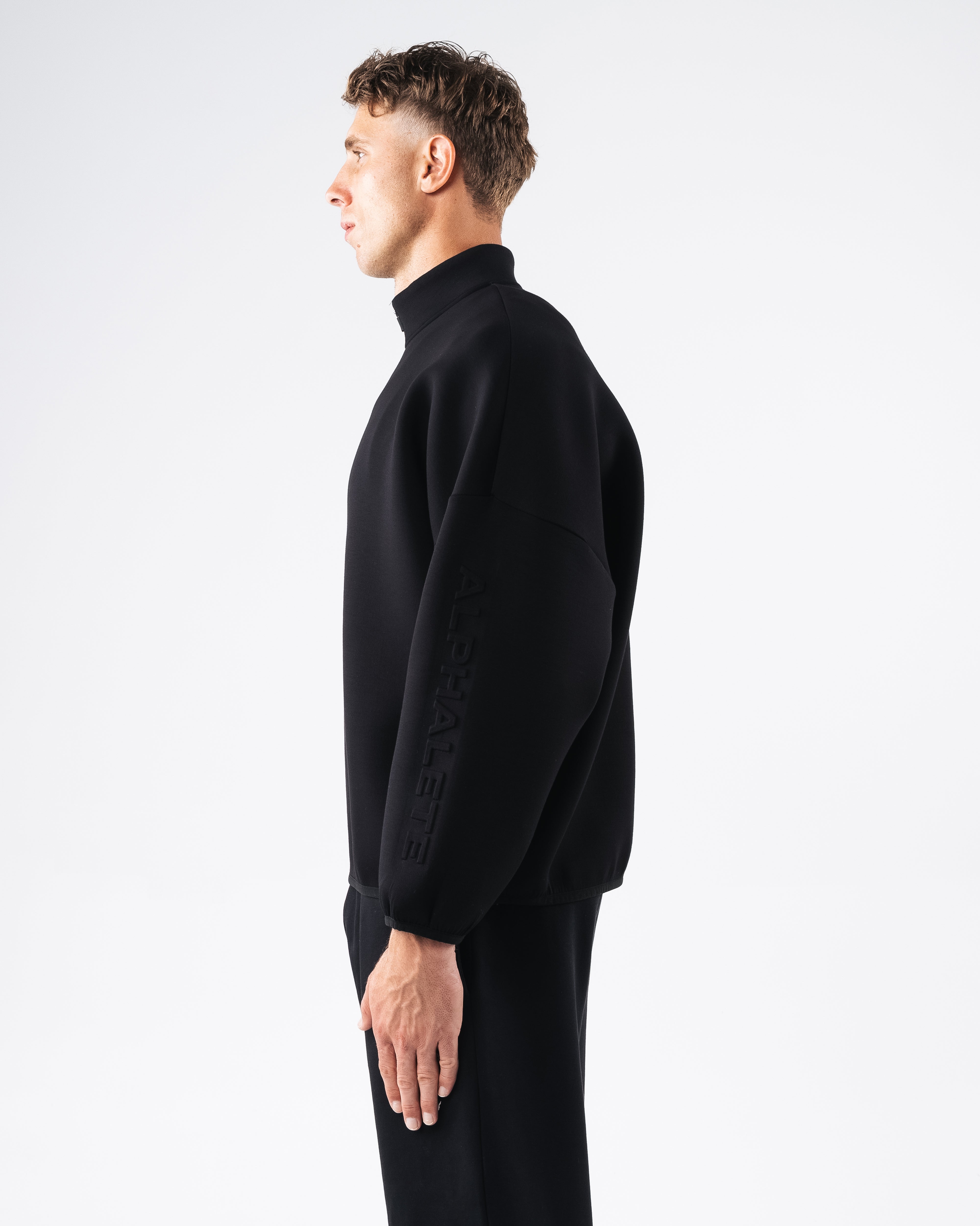 ELMTS Men's Quarter Zip Pullover Sweatshirt - Black | Lightweight Fleece Lining for Outdoor Activities & Casual Wear