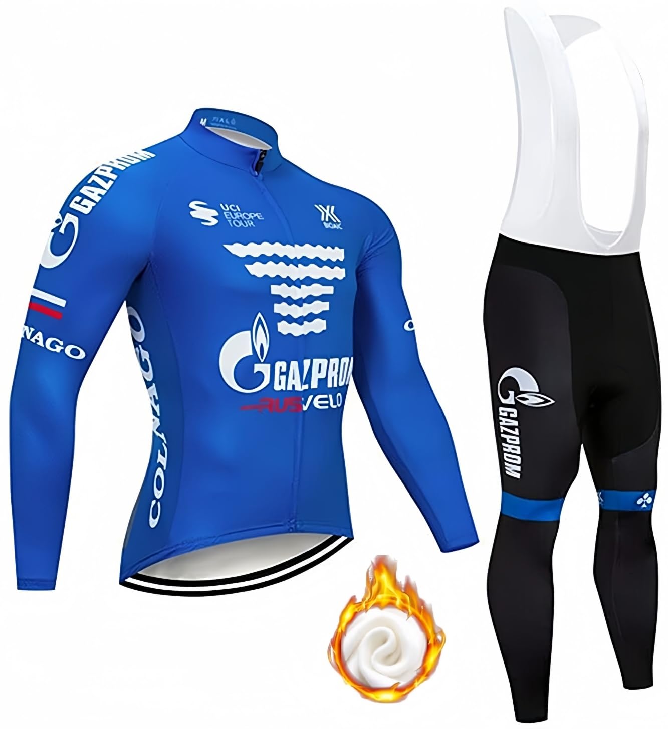 Men's Thermal Fleece Cycling Jersey Set - Long Sleeve Winter Bike Shirt & Backpacking Pants for Cold Weather Riding | Outdoor Cycling & Mountain Biking Gear
