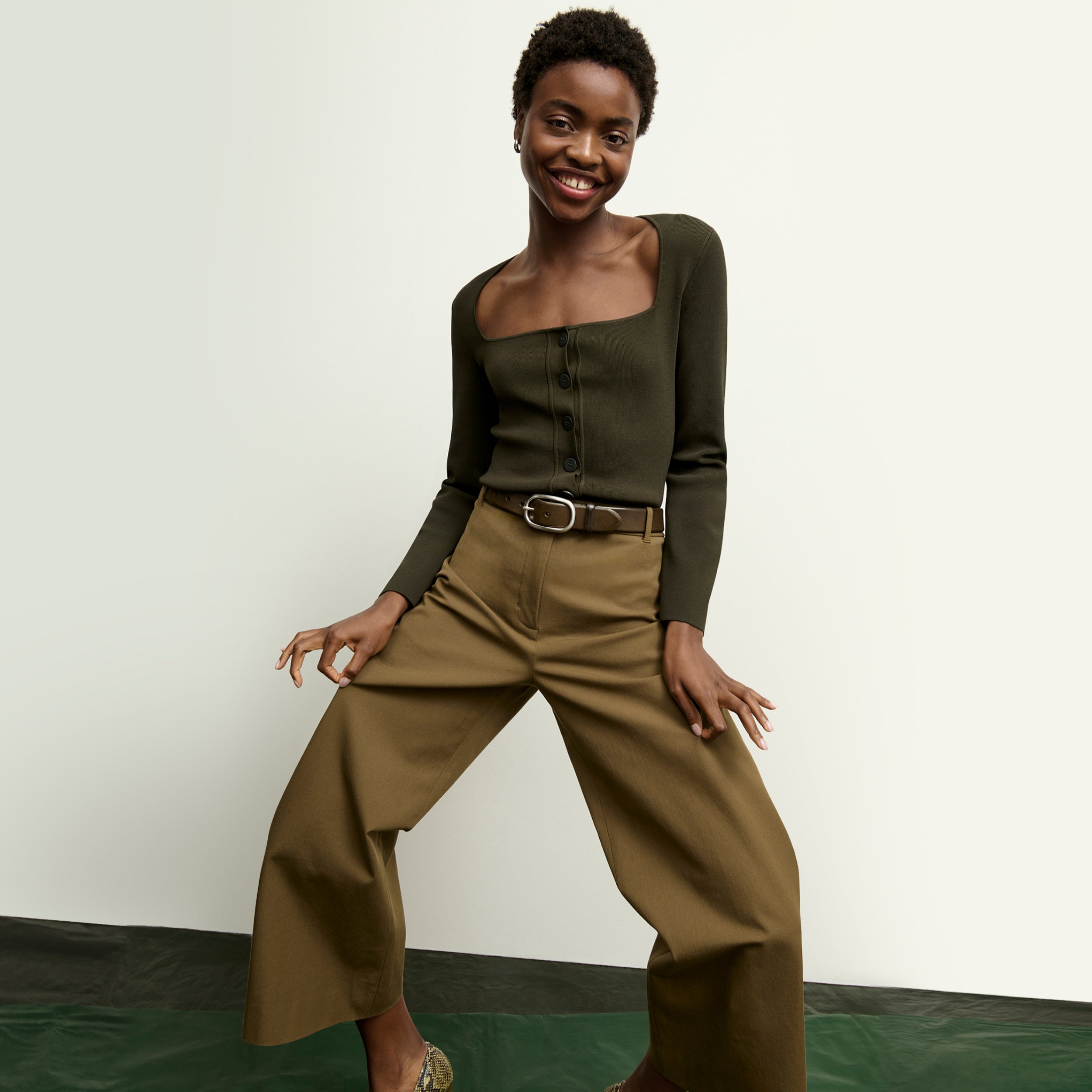 Abby Jean Contrast Stitch Eco-Friendly Better Than Denim Jeans in Oregano - Perfect for Casual Outfits and Sustainable Fashion