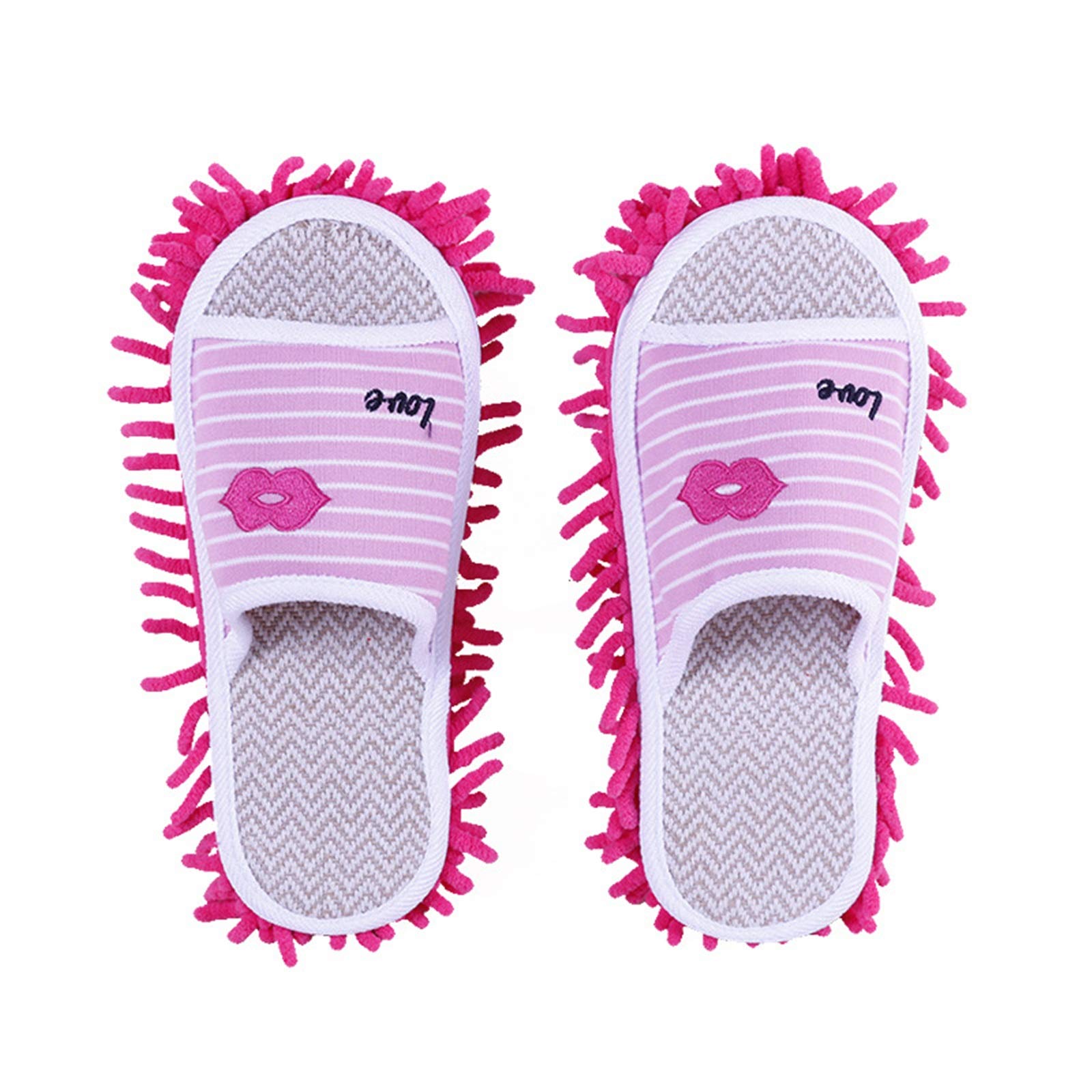 **2 Pairs of Lazy Home Mopping Slippers - Soft, Wear-Resistant Cleaning Slippers for Floors - Unisex Household Cleaning Tools (Pink, Medium) - Perfect for Quick Cleaning & Comfortable Wear at Home**
