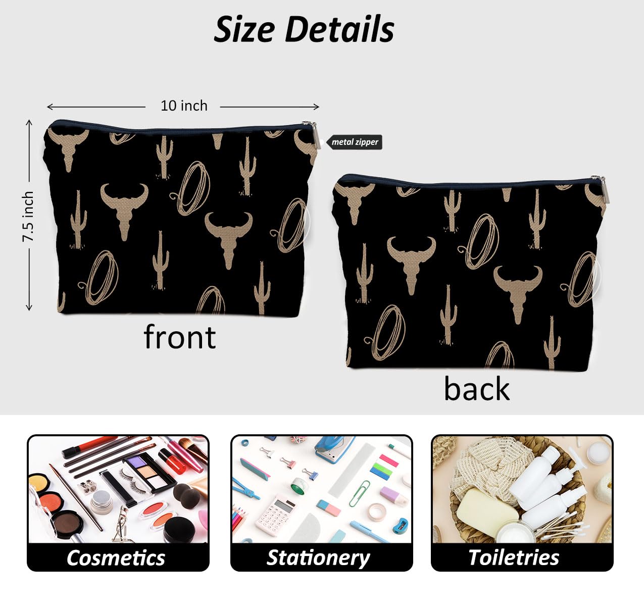Stylish IWXYI Cow Print Makeup Bag - Durable Zipper Pouch for Women's Travel & Toiletry Essentials | Perfect Cosmetic Organizer Gift for Western Lovers