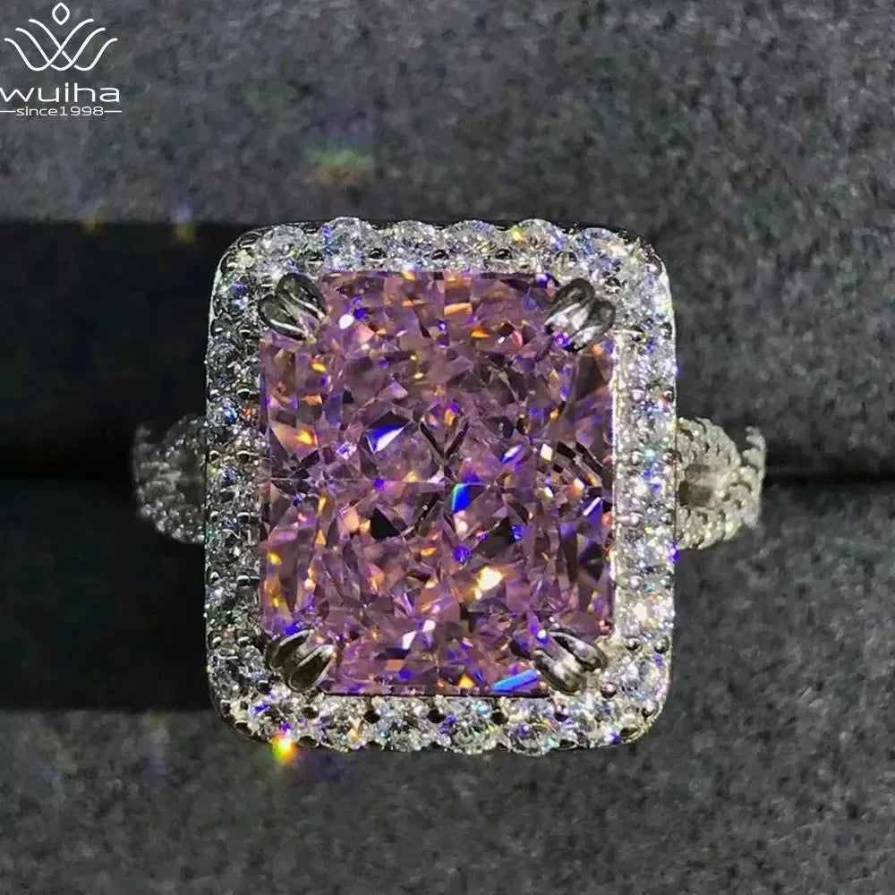 WUIHA 6CT VVS D Color Radiant Cut Created Moissanite Engagement Ring - Solid 925 Sterling Silver 3EX Fine Jewelry for Wedding, Proposal & Anniversary Gifts