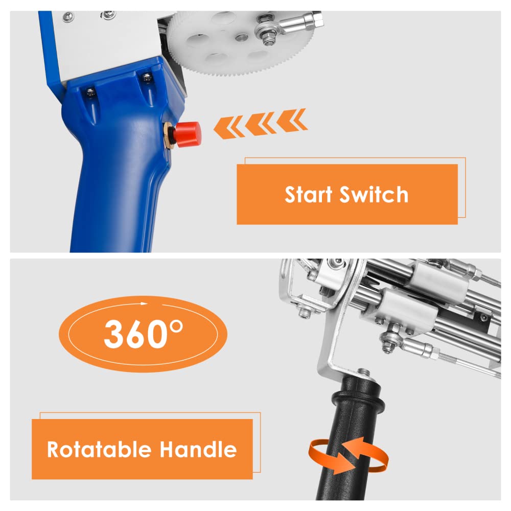 Premium Tufting Gun for DIY Rug Making - Cut Pile Rug Gun Kit with Flocking Tool | Handmade Carpet, Wall Hanging & Home Decor Crafting Tool
