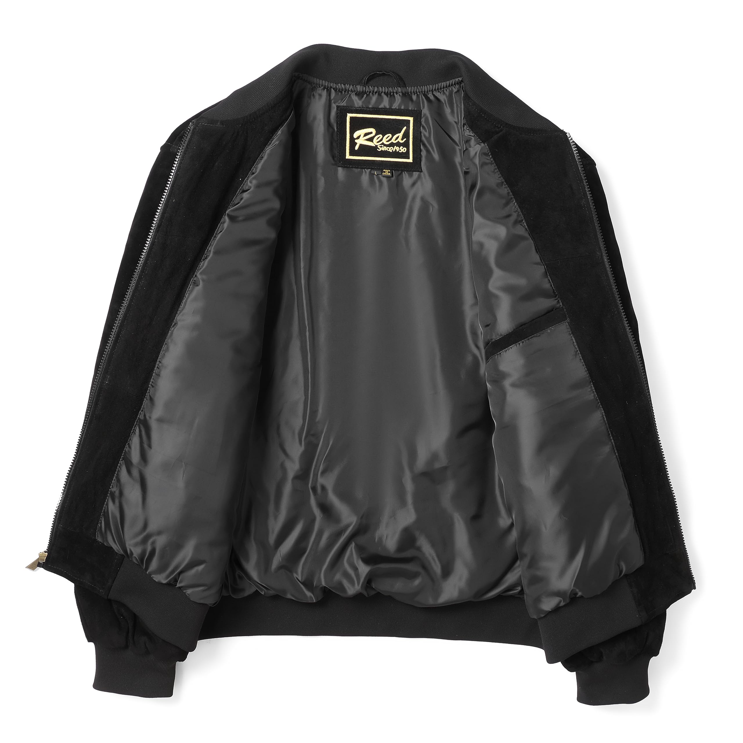 REED Men's Premium Suede Leather Baseball Jacket – Imported, Stylish & Durable for Casual Wear, Outdoor Events & Motorcycle Rides