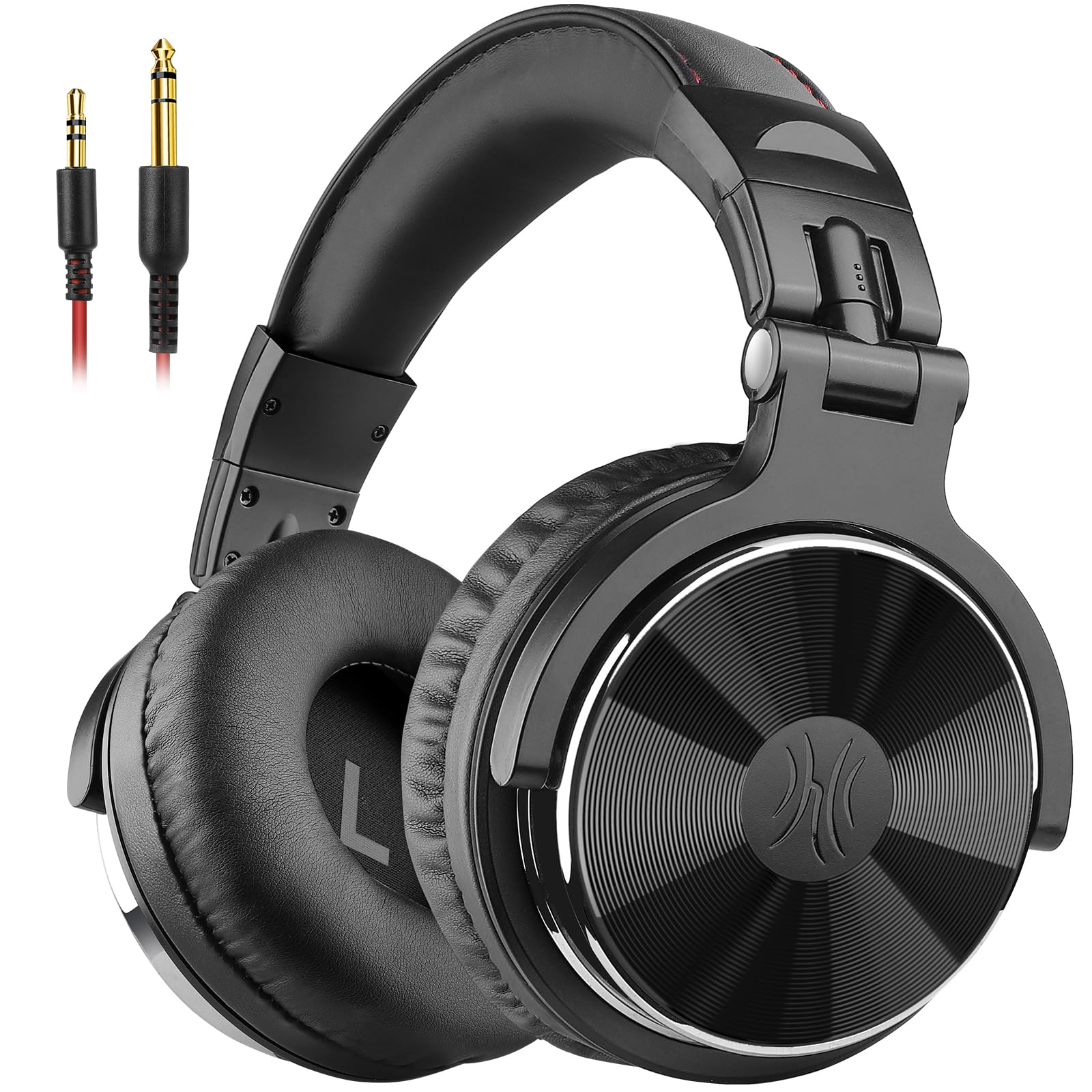OneOdio Pro 10 Professional Over-Ear Studio Headphones - 50mm Large Driver, Dual 3.5mm & 6.35mm Jack - Perfect for DJ Monitoring, Music Recording, Podcasting, Gaming & PC/Mobile Audio (Black)