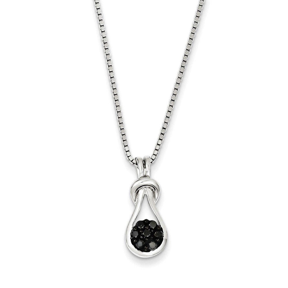 925 Sterling Silver Black Diamond Necklace for Women | 18-Inch Rhodium-Plated Teardrop Pendant with Box Chain | Elegant Jewelry Gift for Anniversary, Birthday & Valentine's Day | Perfect for Parties, Weddings & Special Occasions