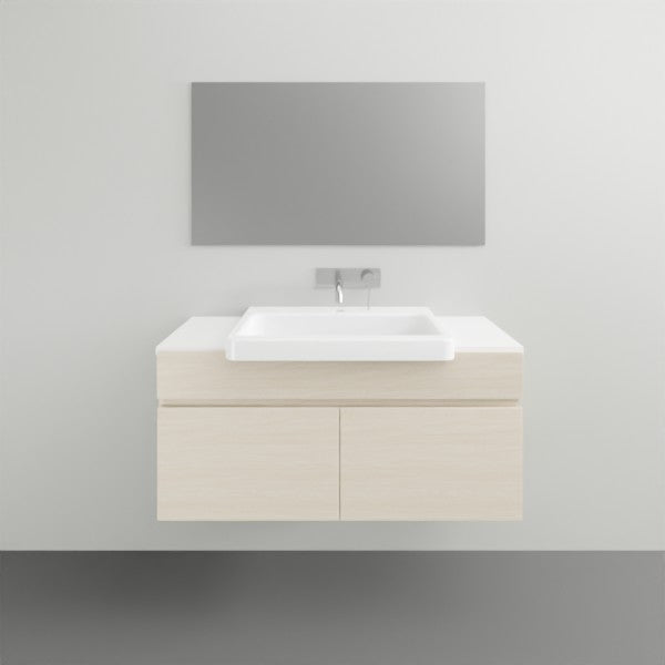 ADP Glacier Lite Semi Recessed All Door Slim Vanity with Solid Surface Top - Modern Bathroom Storage Solution for Small Spaces, Powder Rooms & Contemporary Homes