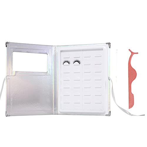 Portable False Eyelash Storage Book - 16 Pair Eyelash Organizer Case with Glitter Cover & Tweezer (Assorted Colors) - Perfect for Travel, Makeup Artists & Lash Extension Storage