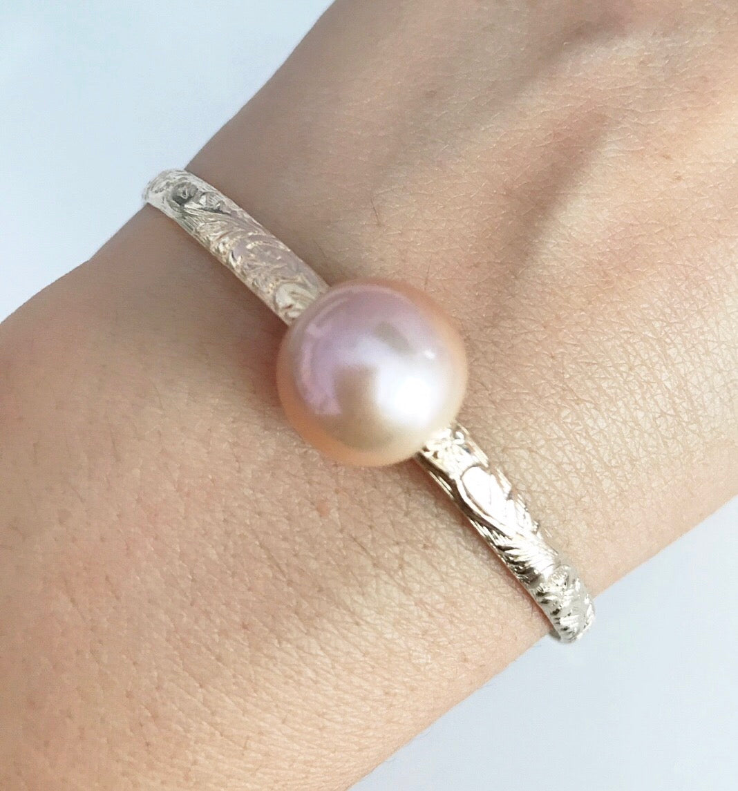 Bangle ALII Lavender Edison Pearl Bracelet (B343) – Elegant Jewelry for Women, Perfect for Weddings, Parties & Special Occasions