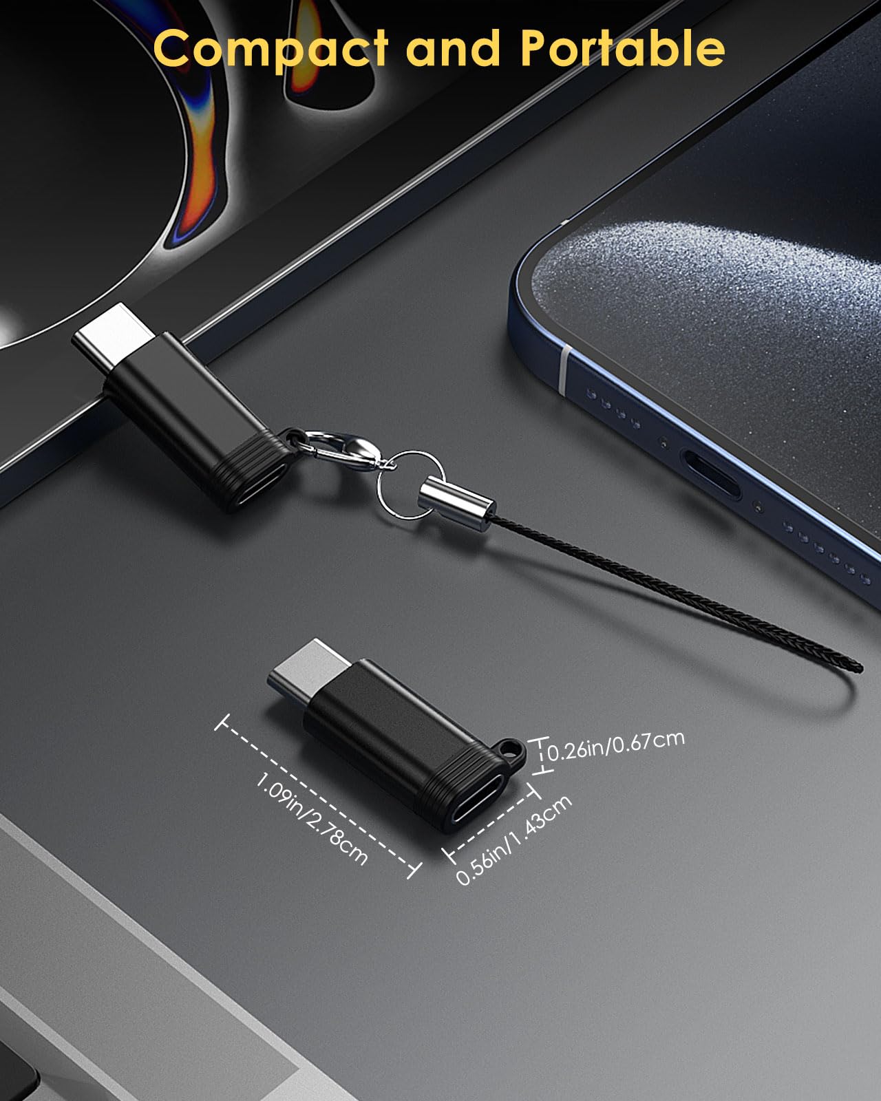 MoKo 2 Pack Lightning to USB C Adapter for iPhone 15/16 Pro/Pro Max/Plus, Galaxy S24, iPad Air/Pro - Fast Charging & Data Sync - Perfect for Travel, Office & Home Use - Black