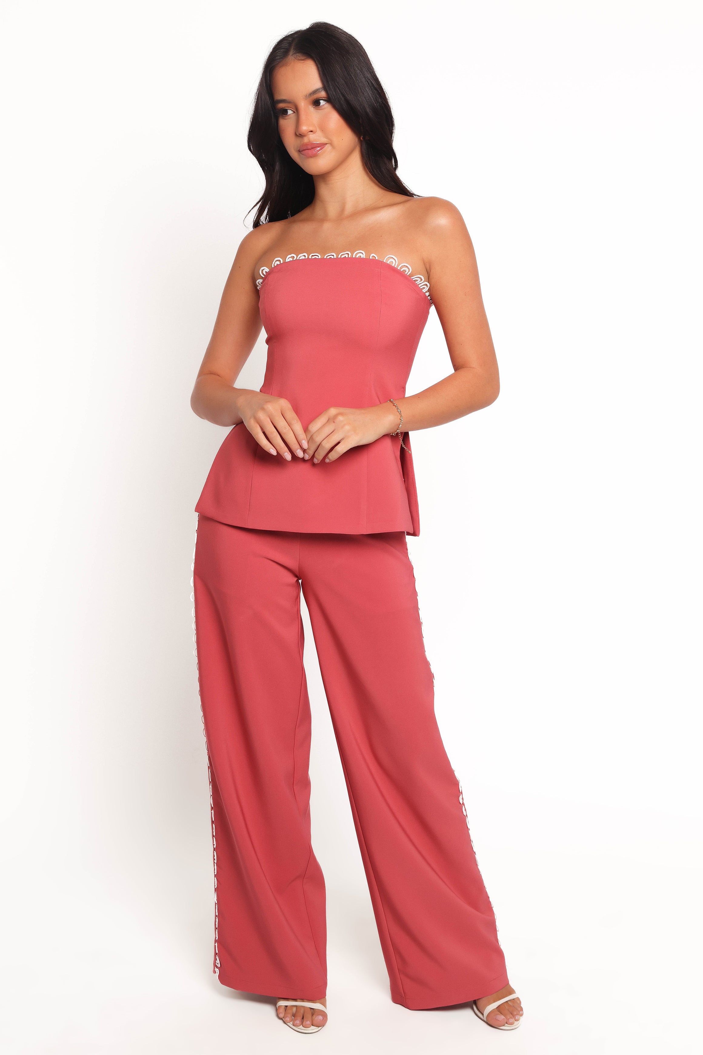 Cayla Pant - Women's High Waisted Stretch Pants in Brick Red | Comfortable & Stylish for Work, Travel & Casual Wear