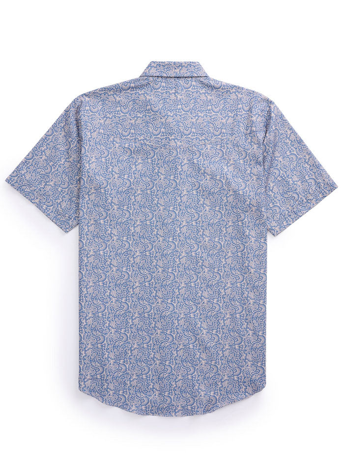 Ely Cattleman Men's Short Sleeve Western Snap Shirt - Paisley Print in Navy Blue | Casual Wear for Rodeo, Country Music Festivals & Outdoor Events