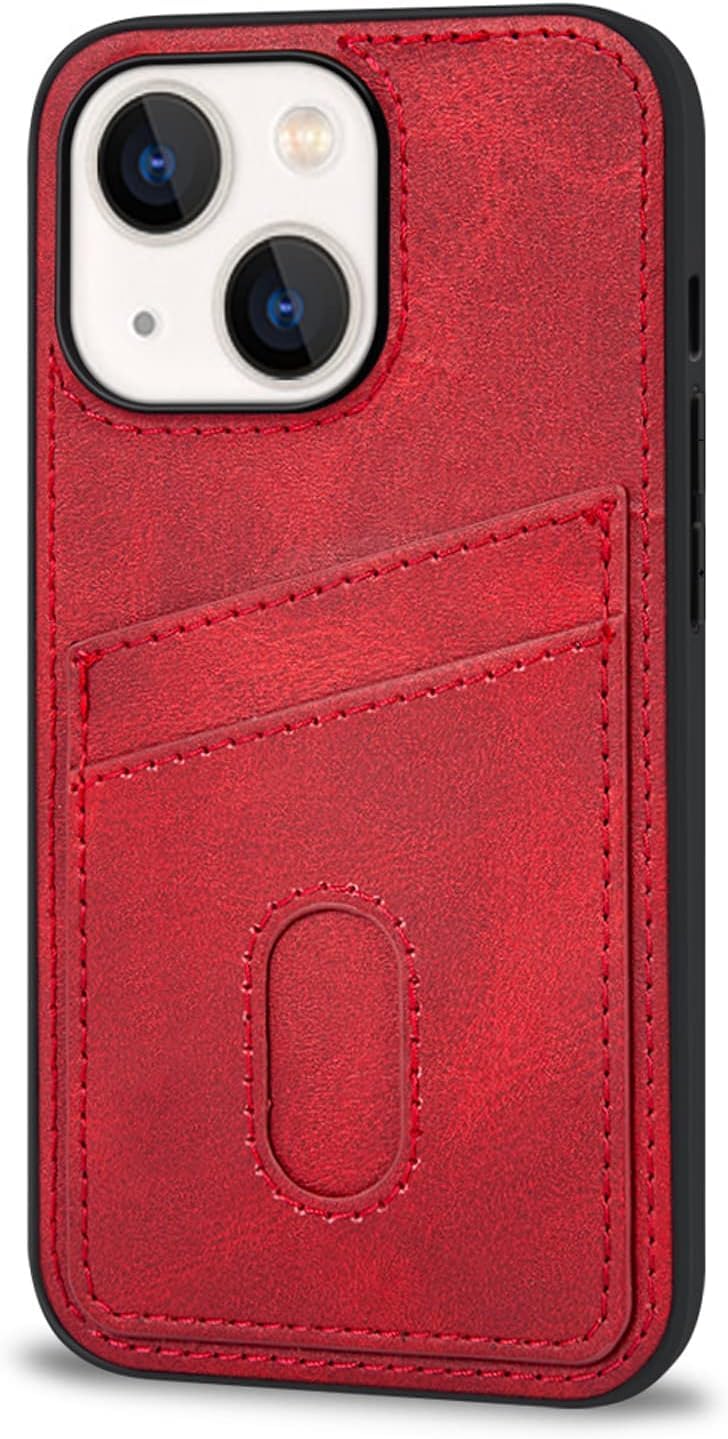 JabraOn Slim Fit Premium Leather Wallet Case for iPhone 14/14 Plus/14 Pro/14 Pro Max - Shockproof Protective Phone Cover with Card Holder (Red) - Perfect for Everyday Use, Travel & Business Professionals