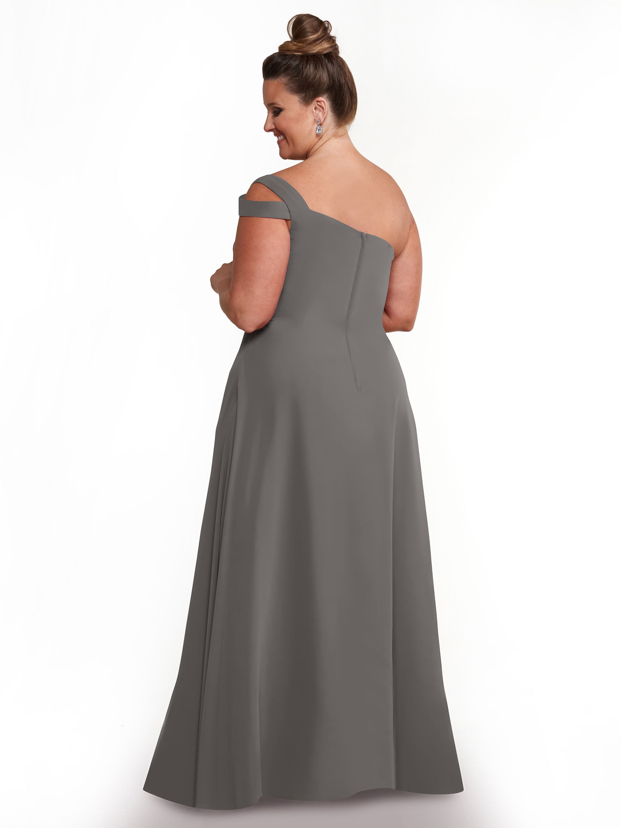 Elegant 80139 Chiffon A-Line One Shoulder Bridesmaid Dress with High Slit - Perfect for Weddings, Proms & Formal Events