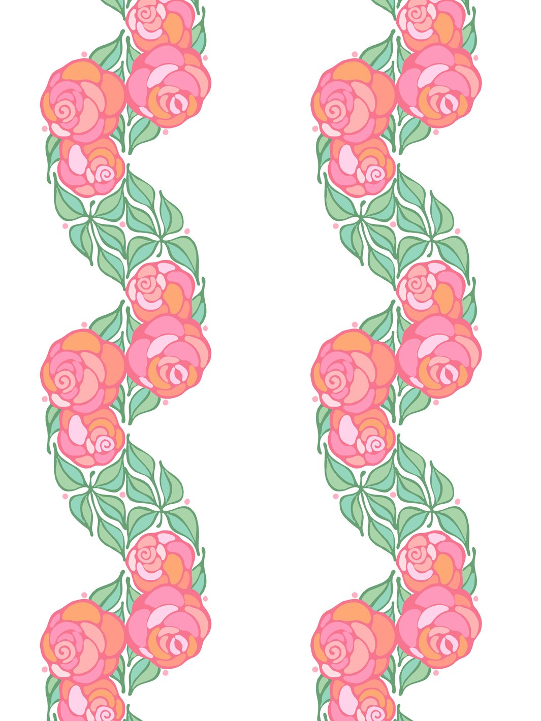 Barbie™ Rose Groovy Floral Stripe Wallpaper - Peel and Stick Removable Wallpaper for Bedroom, Nursery, Living Room Decor