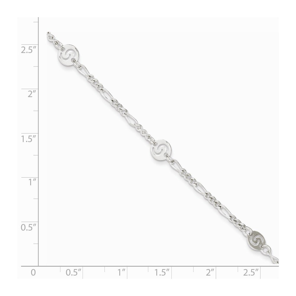 Jewels By Lux Sterling Silver Polished Swirl Disc Anklet with 1 Inch Extension - Elegant Adjustable Ankle Bracelet for Women, Perfect for Beach, Party & Everyday Wear