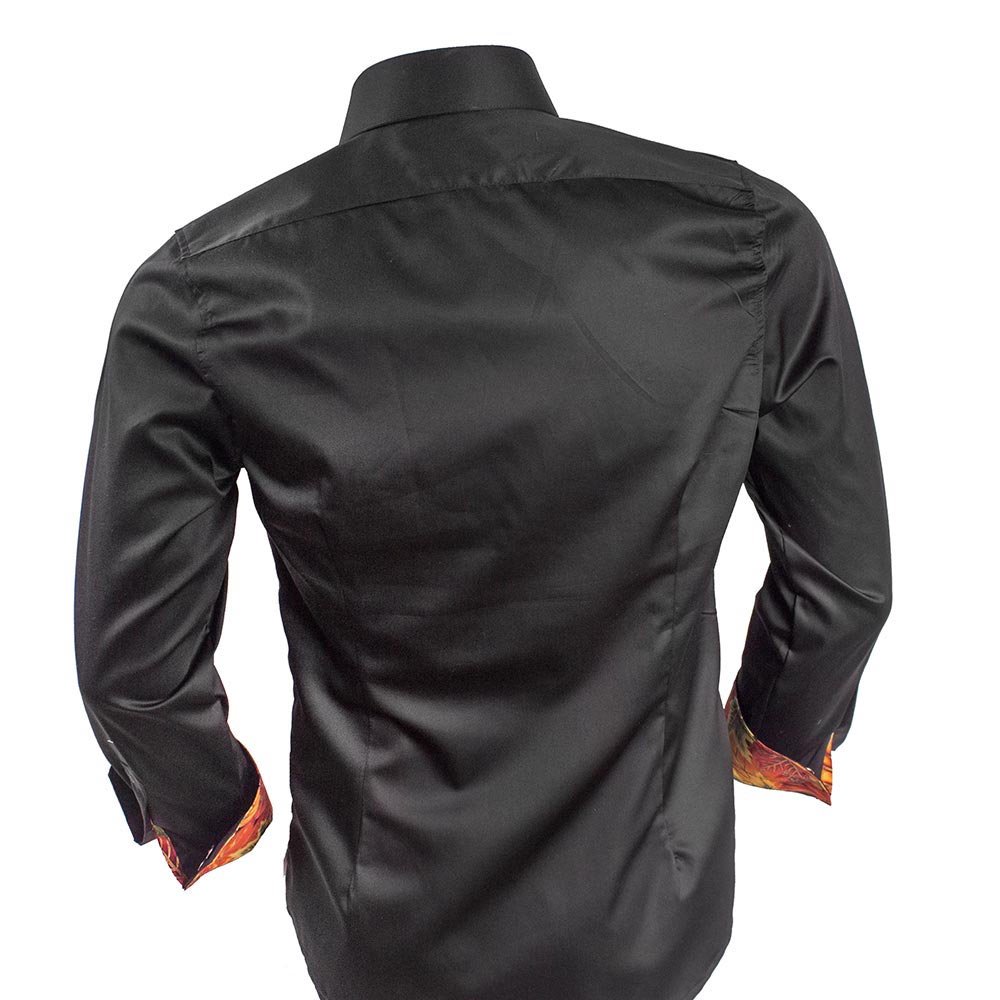 Premium Black Dress Shirts with Elegant Metallic Leaf Design - 100% Made in USA - Perfect for Business Meetings, Weddings & Formal Occasions