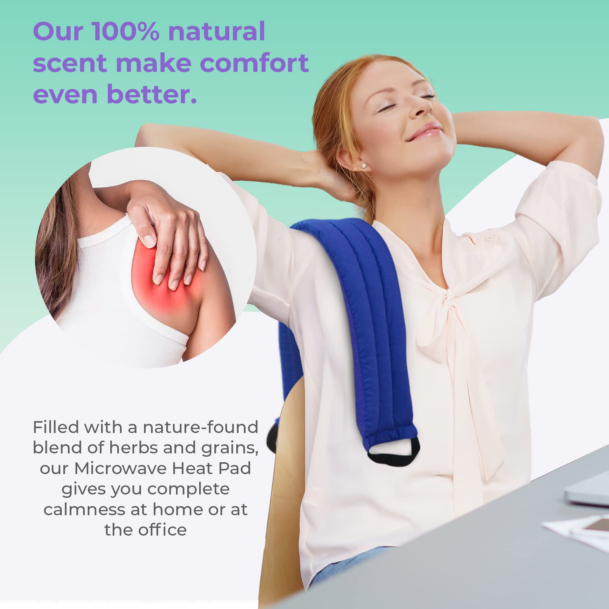 Microwavable Heating Pads for Back Pain Relief - Moist Heat Therapy for Neck, Shoulder & Muscle Pain - Reusable Hot Pack for Joint Stiffness & Cramps - 3-Pack Blue Microwaveable Heat Pads - Perfect for Home, Office & Travel Use