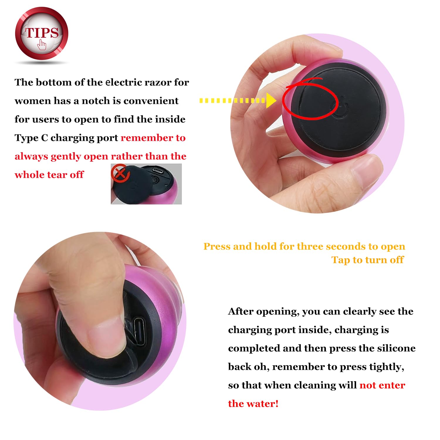 Women's Mini Electric Facial Hair Remover Shaver - Portable Epilator & Trimmer for Face, Arms, Legs | Painless Hair Removal Device | Perfect for Travel, Home & On-the-Go Use (Purple)