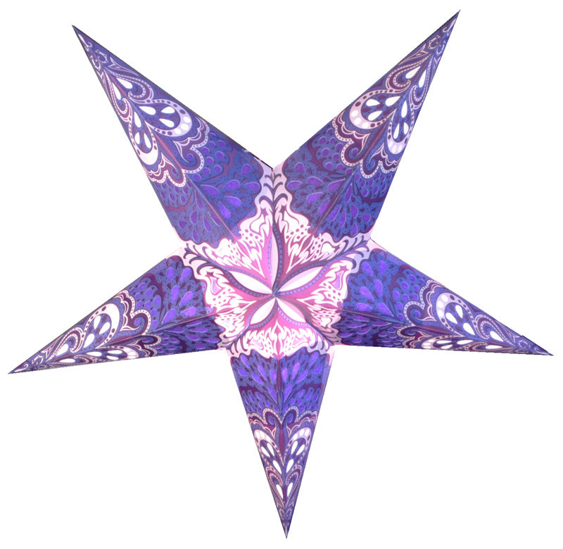 24 Pack Purple Rain Paper Star Lanterns - Hanging Wedding & Party Decorations - Perfect for Indoor/Outdoor Events, Baby Showers & Festival Decor