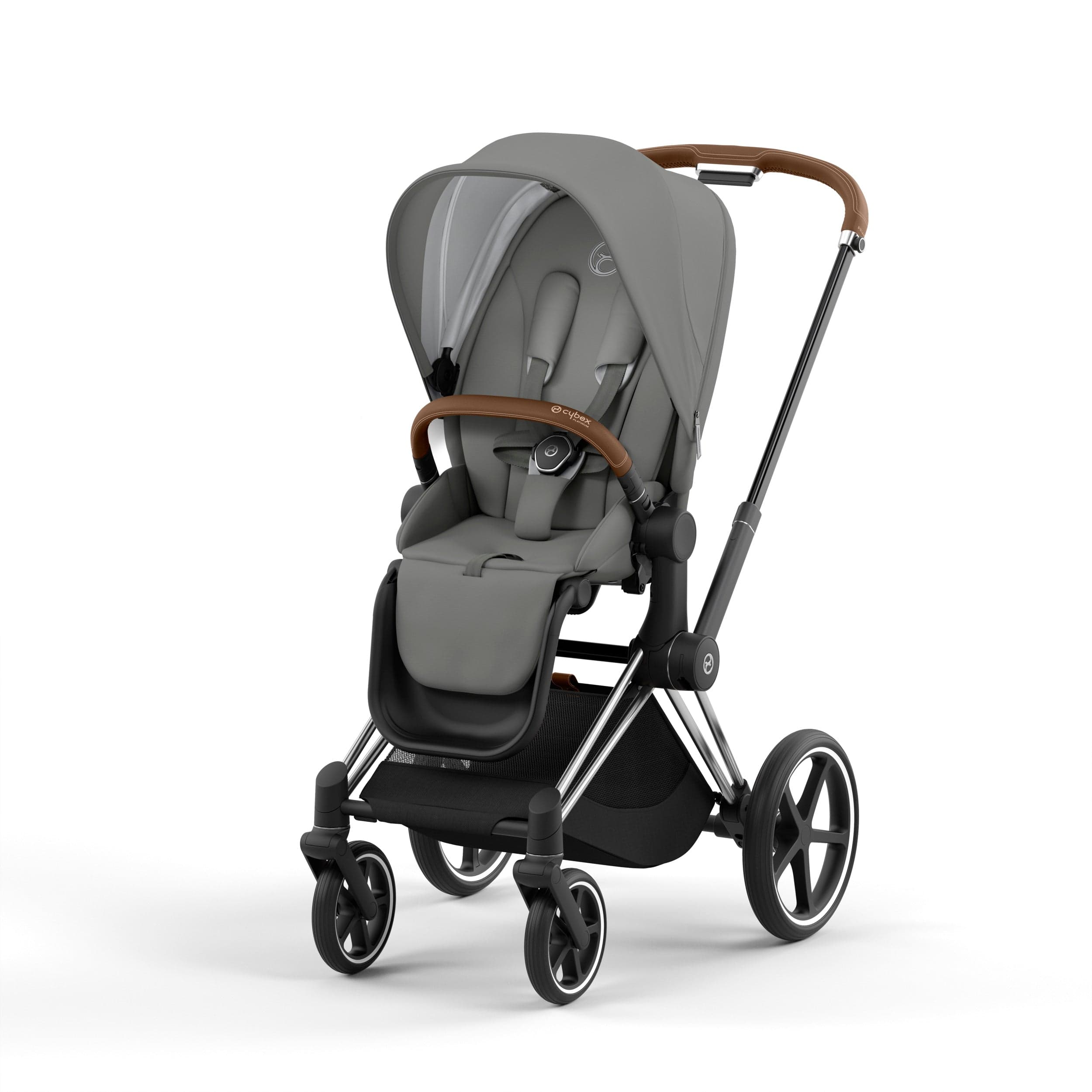 Cybex Priam 4 Complete Luxury Baby Stroller - Chrome/Brown - Premium Travel System for Newborns to Toddlers - Perfect for City Walks, Shopping & Family Outings
