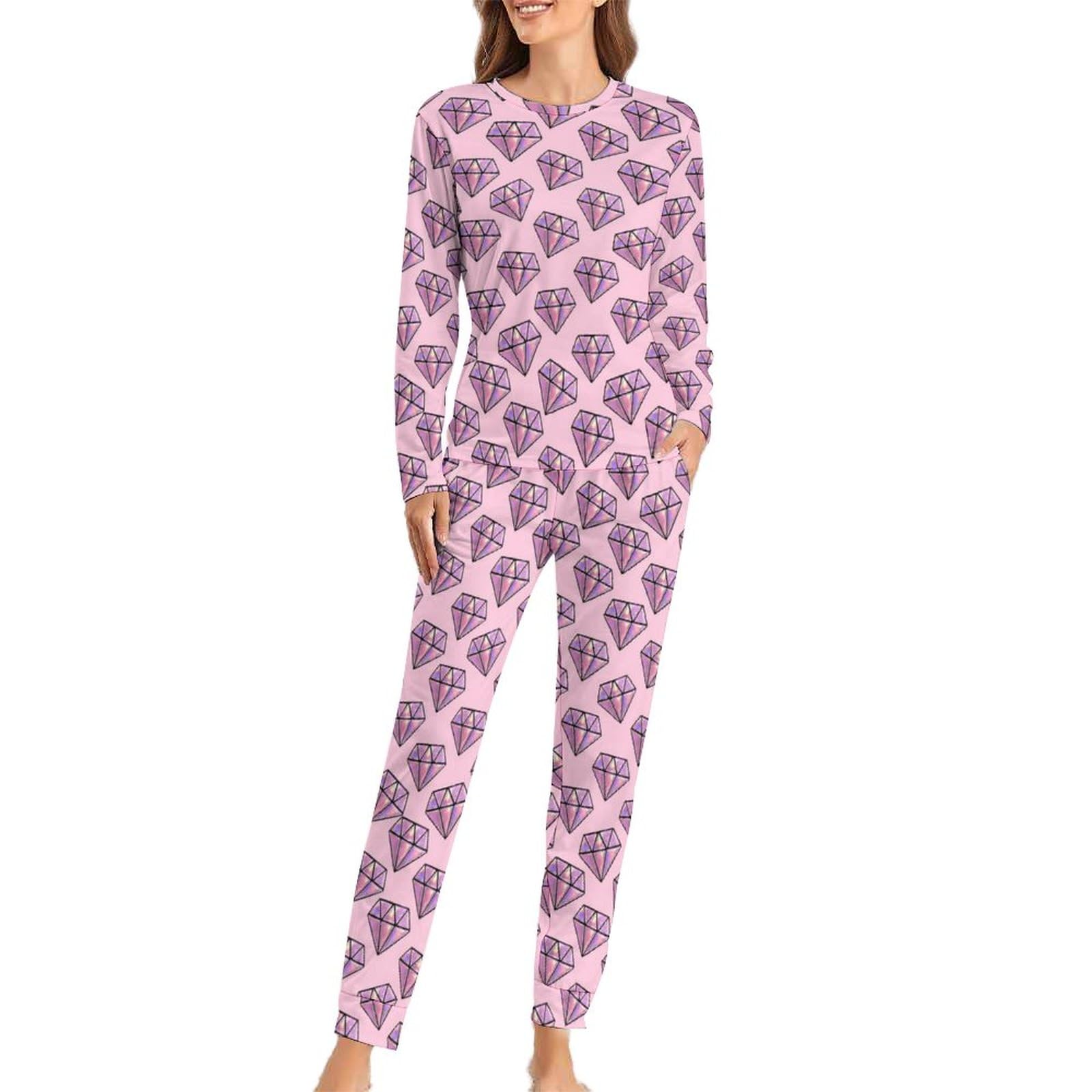 Pink Diamond Pajama Set for Women - Soft Sleepwear for Lounge & Sleep
