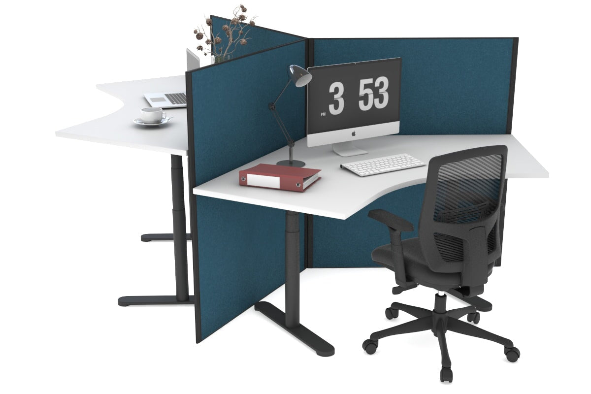 Flexi Premium Adjustable Height 3-Person Sit Stand Desk - 120° Ergonomic Workstation for Home & Office Productivity