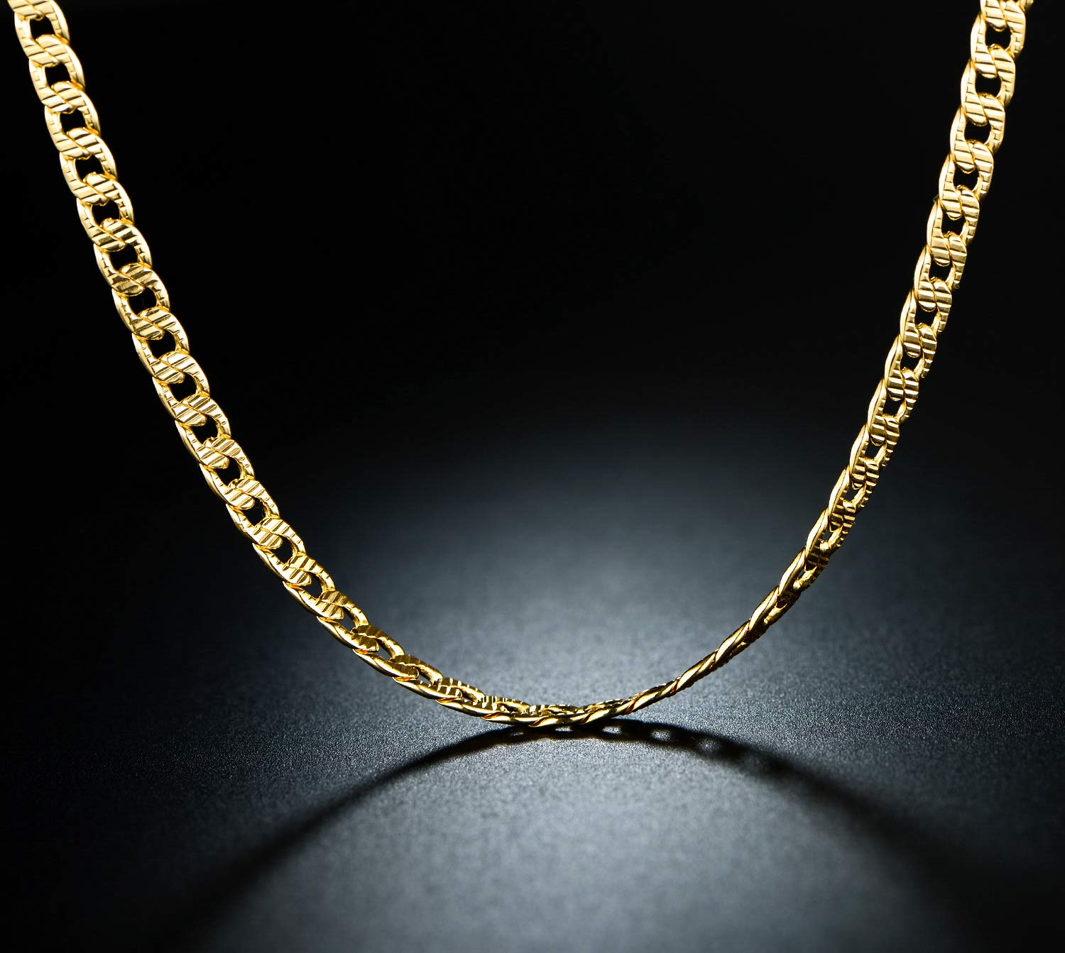 Barzel 18k Gold Plated Diamond Cut Cuban Link Chain Necklace - 5MM Unisex Jewelry for Men, Women & Teens | Perfect for Gifts, Parties & Everyday Wear | Made in Brazil
