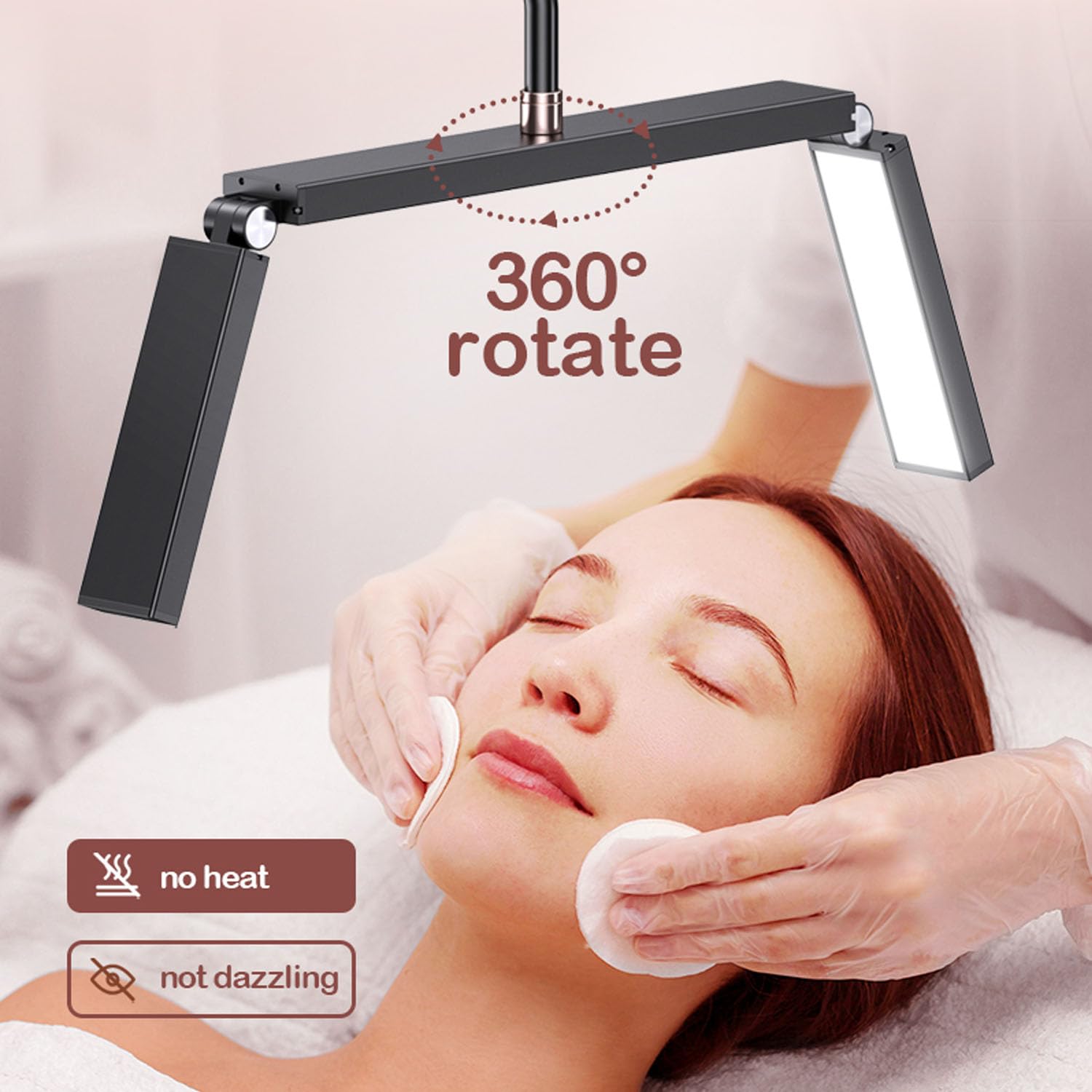 Professional 36 Inch Foldable Half Moon Lash Light Lamp for Eyelash Extensions - Adjustable Esthetician Floor Lamp with Phone Holder - Perfect for Eyelash Tech, Tattoo Artists, Makeup, Nails & Spa Treatments (Black) - Ideal for Salon, Beauty Studio & Home Use