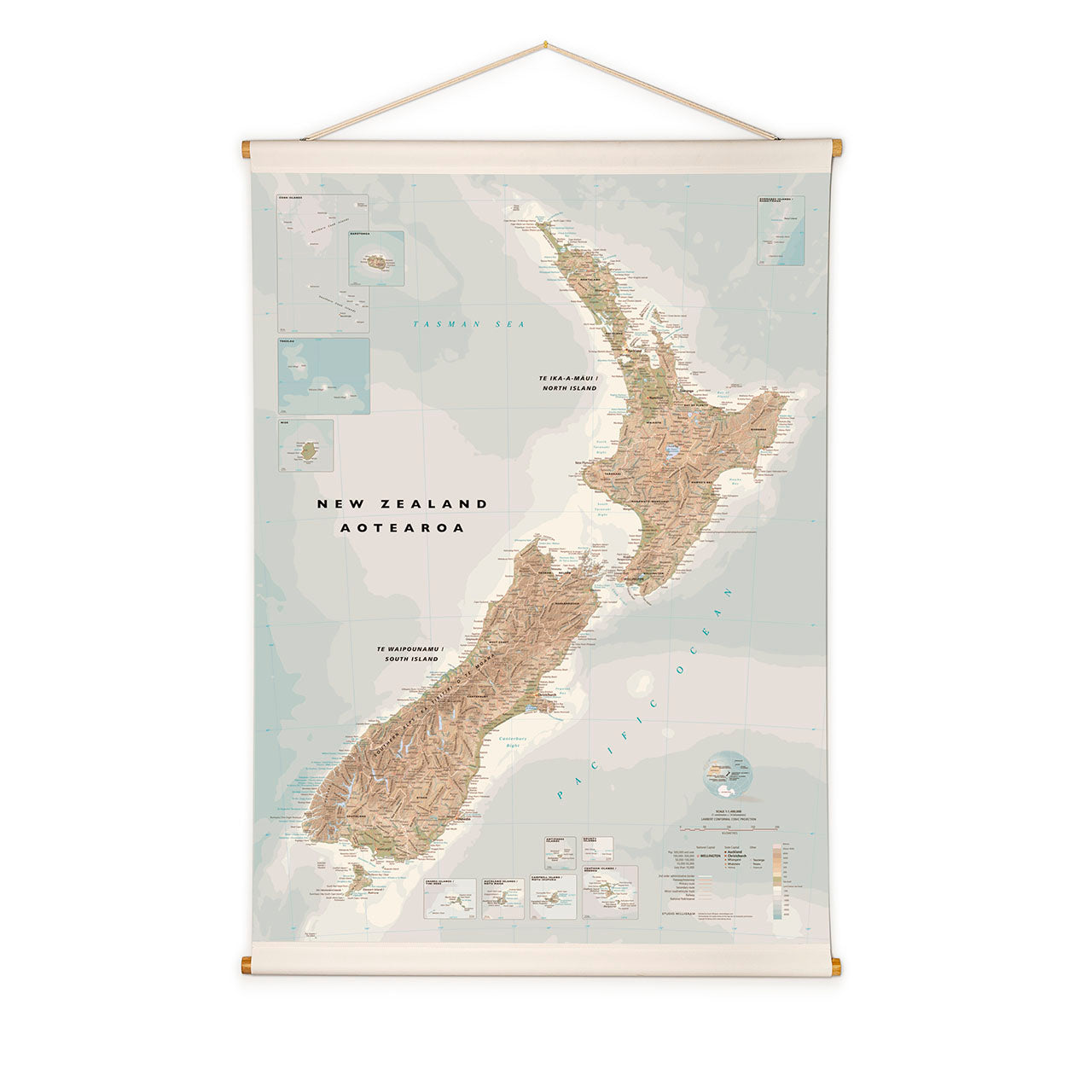 New Zealand Aotearoa Wall Art Canvas Map - Vintage Travel Decor for Home & Office - Perfect Gift for Travel Lovers & Geography Enthusiasts