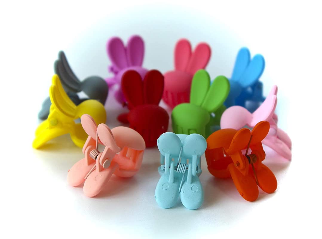 BELICIA 10-Piece Mixed Color Mini Hair Claw Clips for Women & Girls - Cute Bunny Rabbit Design - Perfect for School, Work, and Everyday Hairstyles