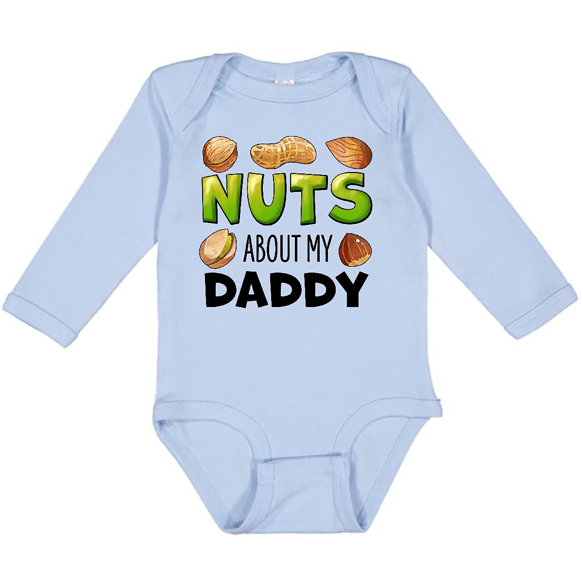 Inktastic Nuts About My Daddy Peanut Almond Pistachio Long Sleeve Baby Bodysuit - Cute Father's Day Gift for New Dads & Family Matching Outfits