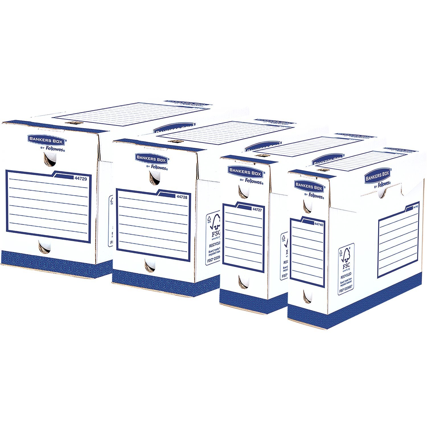 Fellowes Heavy Duty Banker Box - A4 Size Storage Box with 20cm Depth, White & Blue - Perfect for Office Documents, File Archiving, and Home Organization